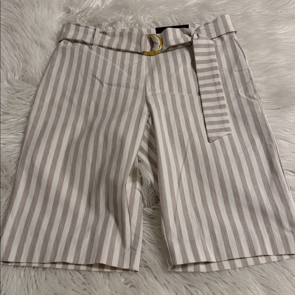 Attyre Beige and White Striped Shorts size 8 brand new inseam 11” waist 30”elas - Picture 8 of 8